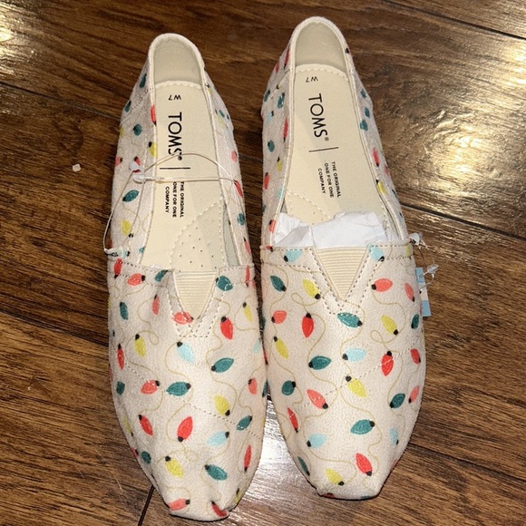 TOMS Belmont Natural Tree Lights Print  Flat Shoes NWT - Picture 3 of 5